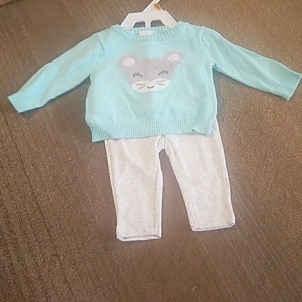 Newborn long sleeve mouse shirt and grey pants